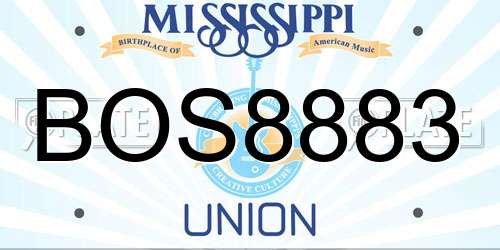 BOS8883 Mississippi License Plate