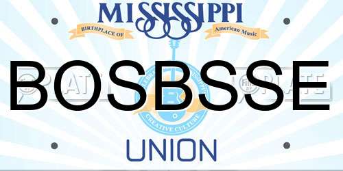 BOSBSSE Mississippi License Plate