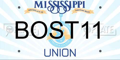 BOST11 Mississippi License Plate