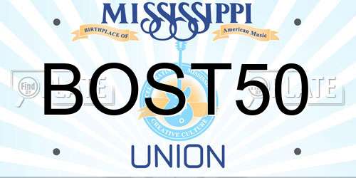 BOST50 Mississippi License Plate