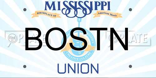 BOSTN Mississippi License Plate