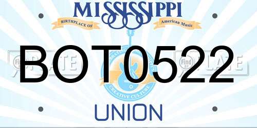 BOT0522 Mississippi License Plate