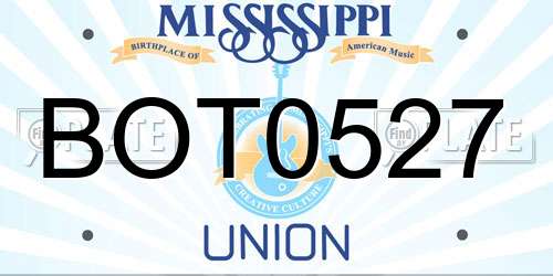 BOT0527 Mississippi License Plate