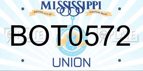 BOT0572 Mississippi License Plate