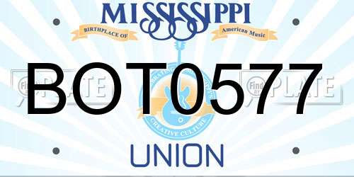 BOT0577 Mississippi License Plate