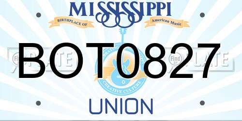 BOT0827 Mississippi License Plate