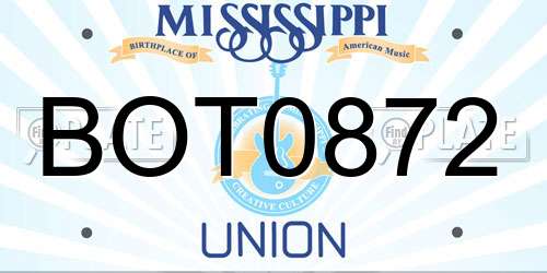 BOT0872 Mississippi License Plate