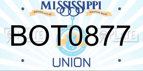 BOT0877 Mississippi License Plate