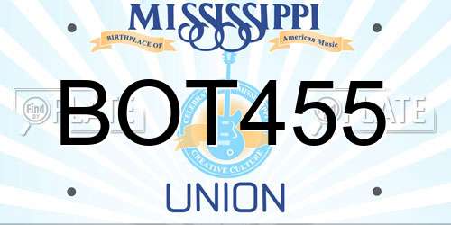 BOT455 Mississippi License Plate