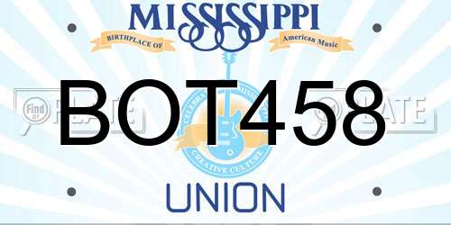 BOT458 Mississippi License Plate