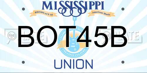 BOT45B Mississippi License Plate