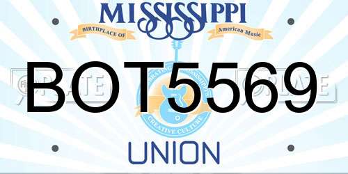 BOT5569 Mississippi License Plate