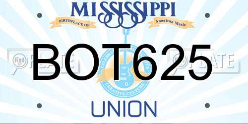 BOT625 Mississippi License Plate