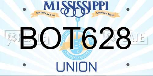 BOT628 Mississippi License Plate