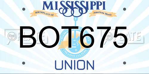BOT675 Mississippi License Plate
