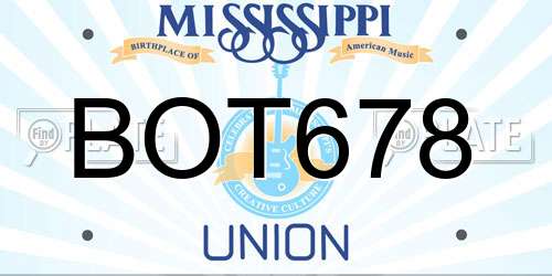 BOT678 Mississippi License Plate