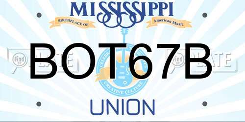 BOT67B Mississippi License Plate