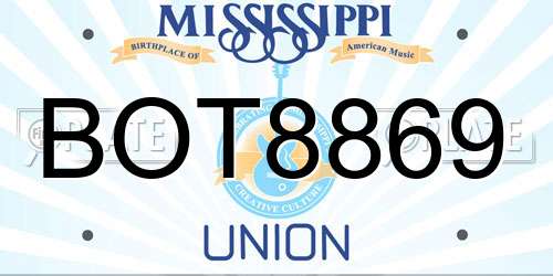 BOT8869 Mississippi License Plate