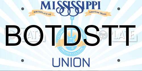 BOTDSTT Mississippi License Plate
