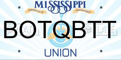 BOTQBTT Mississippi License Plate
