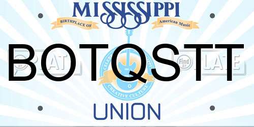 BOTQSTT Mississippi License Plate