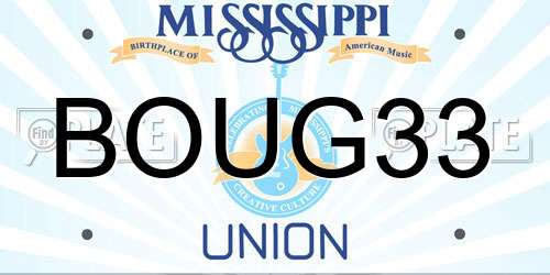 BOUG33 Mississippi License Plate