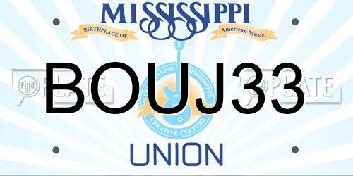 BOUJ33 Mississippi License Plate