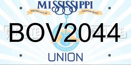 BOV2044 Mississippi License Plate