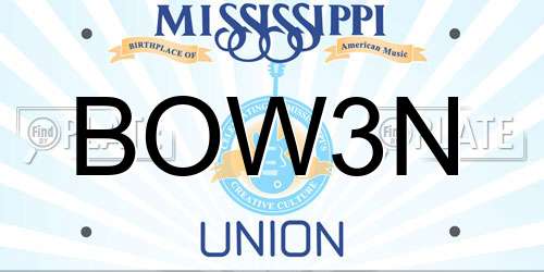 BOW3N Mississippi License Plate
