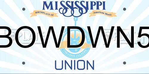 BOWDWN5 Mississippi License Plate