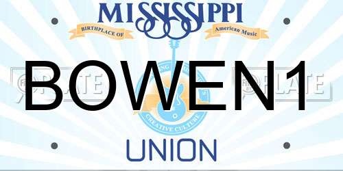 BOWEN1 Mississippi License Plate