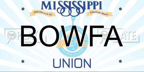 BOWFA Mississippi License Plate