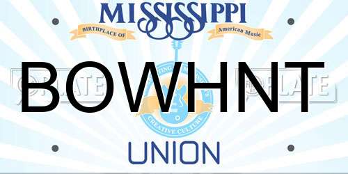 BOWHNT Mississippi License Plate