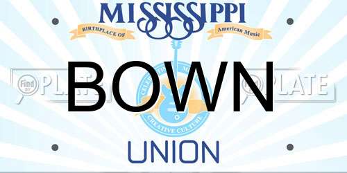 BOWN Mississippi License Plate