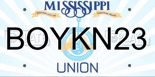 BOYKN23 Mississippi License Plate