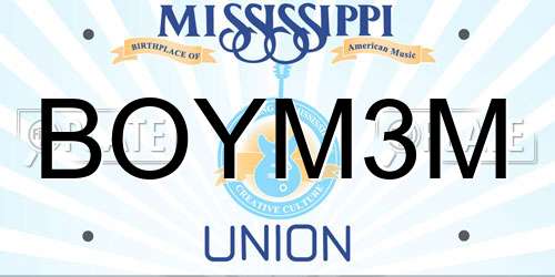 BOYM3M Mississippi License Plate