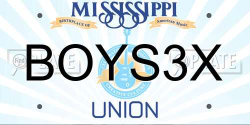 BOYS3X Mississippi License Plate