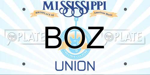 BOZ Mississippi License Plate