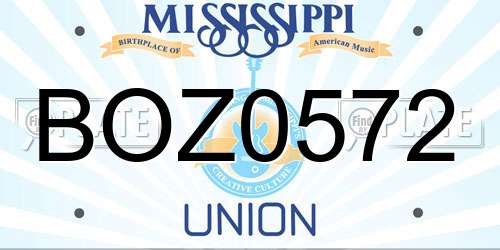 BOZ0572 Mississippi License Plate