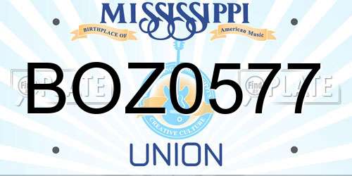 BOZ0577 Mississippi License Plate