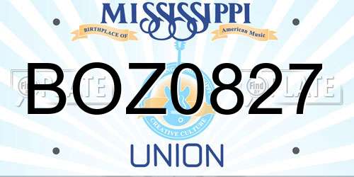 BOZ0827 Mississippi License Plate