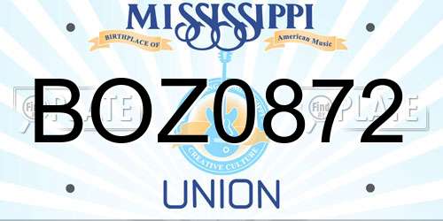 BOZ0872 Mississippi License Plate