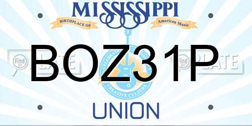 BOZ31P Mississippi License Plate