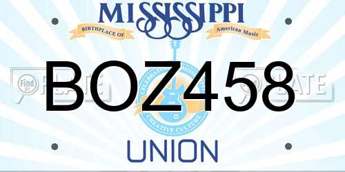 BOZ458 Mississippi License Plate