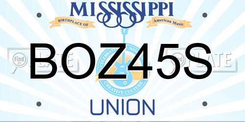 BOZ45S Mississippi License Plate