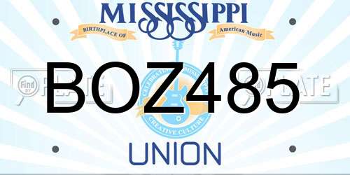 BOZ485 Mississippi License Plate