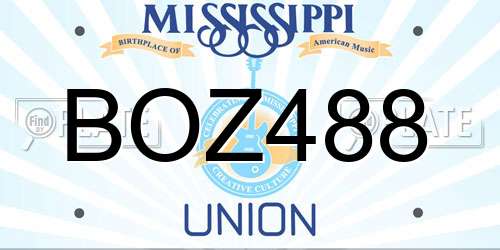 BOZ488 Mississippi License Plate