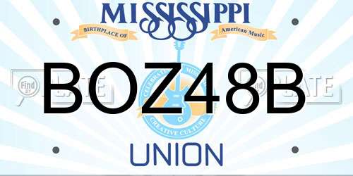 BOZ48B Mississippi License Plate
