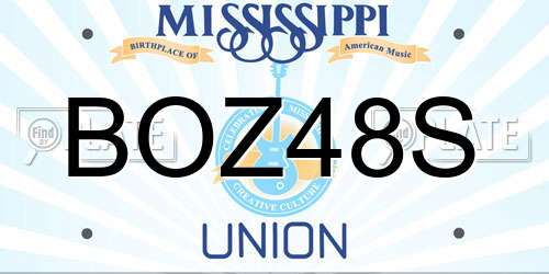 BOZ48S Mississippi License Plate