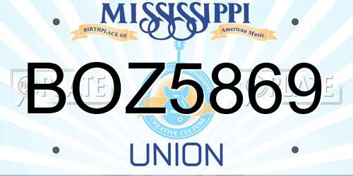 BOZ5869 Mississippi License Plate